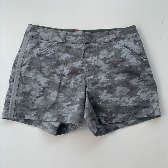 SPANX Stretch Twill Shorts Womens XL Camo Stone Wash Gray Pull On Chino Pockets